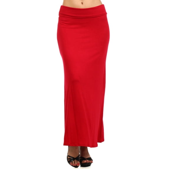Women's Trendy Style Solid Maxi Long Skirt High Waist Waistband Relaxed Fit
