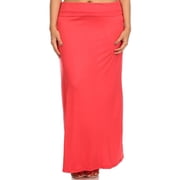 Women's Casual Foldable Waist Comfy Loose Fit Solid Maxi Skirt