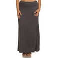 thumbnail image 1 of Women's Casual Foldable Waist Comfy Loose Fit Solid Maxi Skirt, 1 of 4