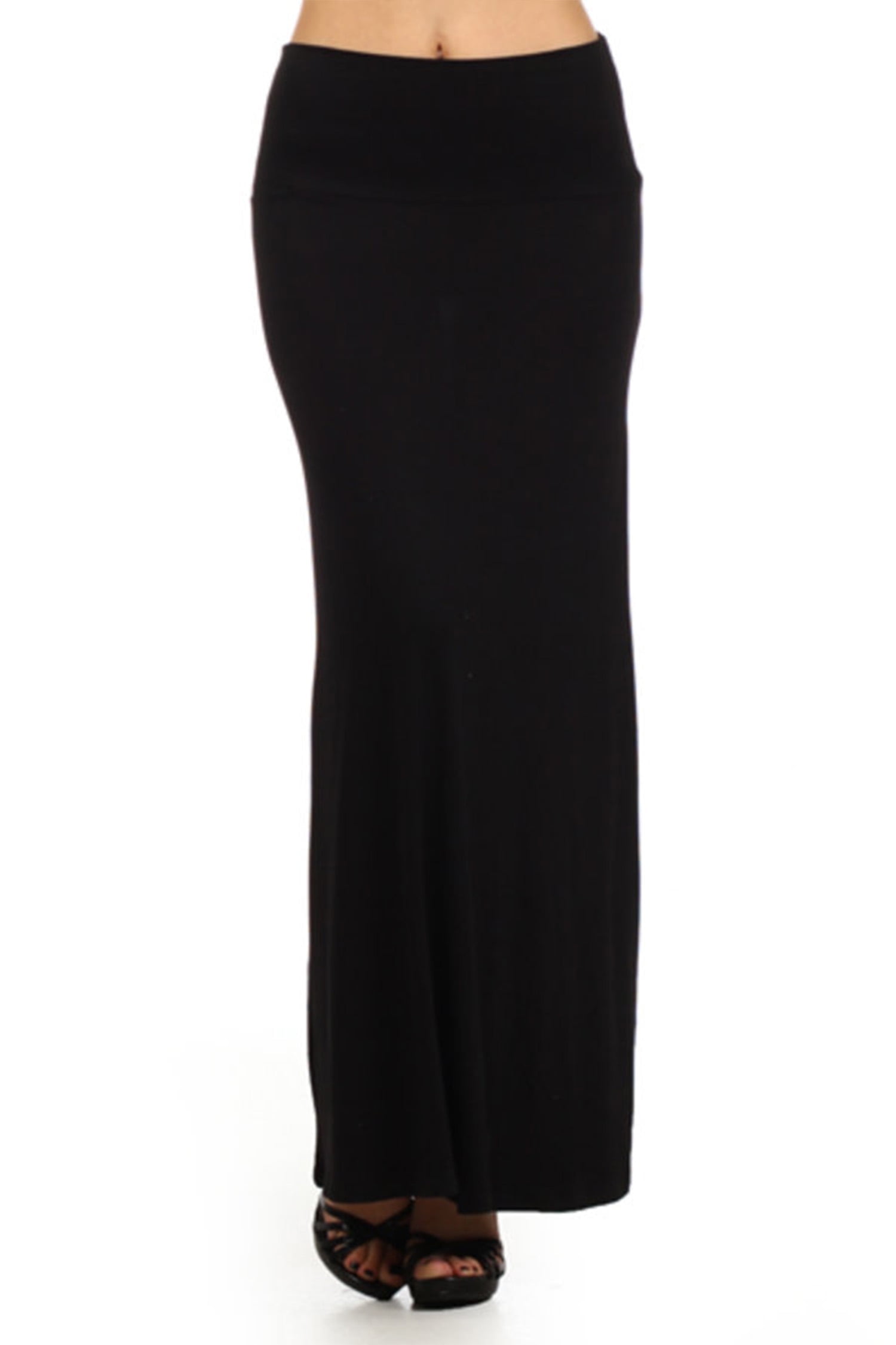 Casual Foldable Waist Comfy Loose Fit Solid Maxi Skirt $7Each