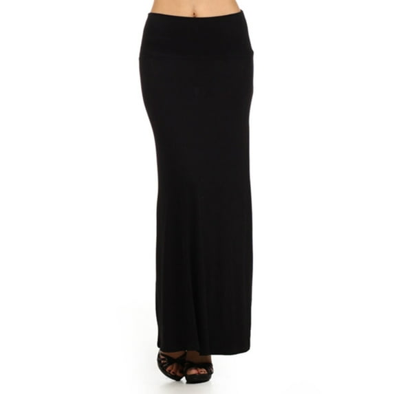 Women's Casual Foldable Waist Comfy Loose Fit Solid Maxi Skirt