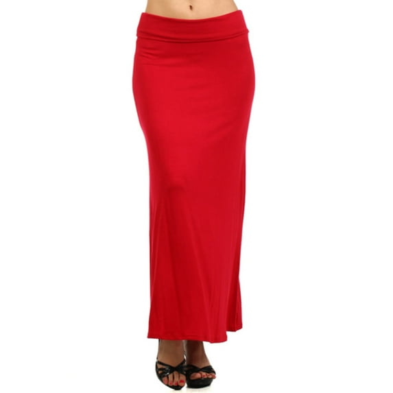 Women's Casual Foldable Waist Comfy Loose Fit Solid Maxi Skirt