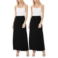 thumbnail image 1 of Women's Casual Foldover Waist A-Line Loose Fit Lounge Maxi Long Skirt S-3XL (Pack 0f 2), 1 of 5
