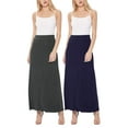 thumbnail image 1 of Women's Casual Foldover Waist A-Line Loose Fit Lounge Maxi Skirt  2-Pack (S?3XL), 1 of 5
