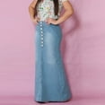 thumbnail image 1 of Women's Casual Front Button Washed Denim A-Line Skirts Long Jean Skirt Crib Bed Skirt Mesh Skirts for Women Wool Skirt Crib Bed Skirts Teal Skirt Women's Swimsuits with Skirts Neon Skirt Table Skirt, 1 of 7