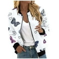 thumbnail image 1 of Women's Casual Full Print Zipper Cardigan Jacket Long Sleeve Lightweight Outerwear Ladies Jacket plus Size Womens Winter Jacket Hood Wool Dress Womens plus Size Clothes 3x Women S Coats And Jacket, 1 of 4