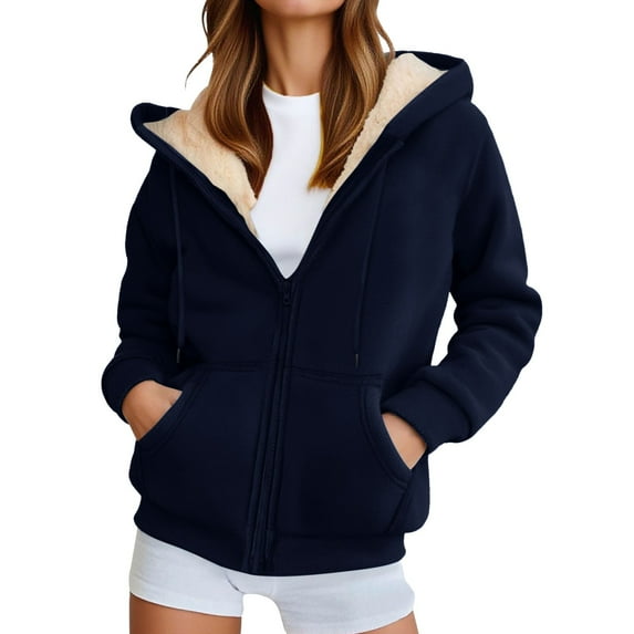 Women's Casual Full Zip Up Sherpa Lined Hoodie Sweatshirt Jacket Coat,Women's Sherpa Lined Hooded Sweatshirt Zip Up Winter Warm Hoodie Comfy Hooded Fleece Jacket