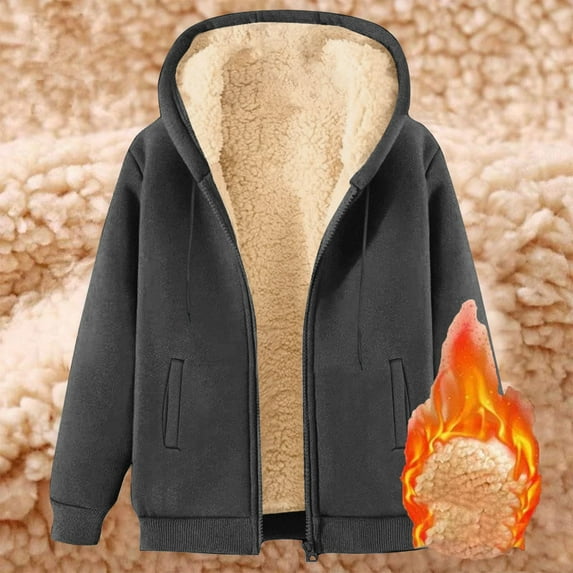 Women's Casual Full Zip Up Sherpa Lined Hoodie Sweatshirt Jacket Coat,Women's Sherpa Lined Hooded Sweatshirt Zip Up Winter Warm Hoodie Comfy Hooded Jacket