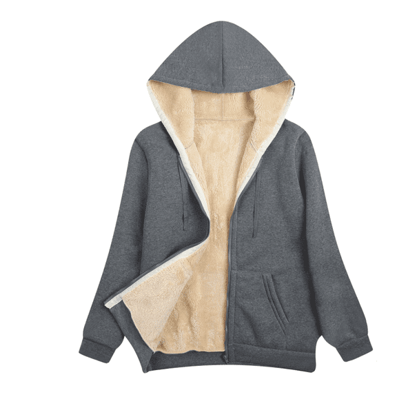 Women's Casual Full Zip Up Sherpa Lined Hoodie Sweatshirt Jacket Coat
