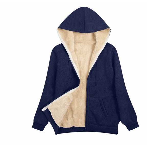 Women's Casual Full Zip Up Sherpa Lined Hoodie Sweatshirt Jacket Coat