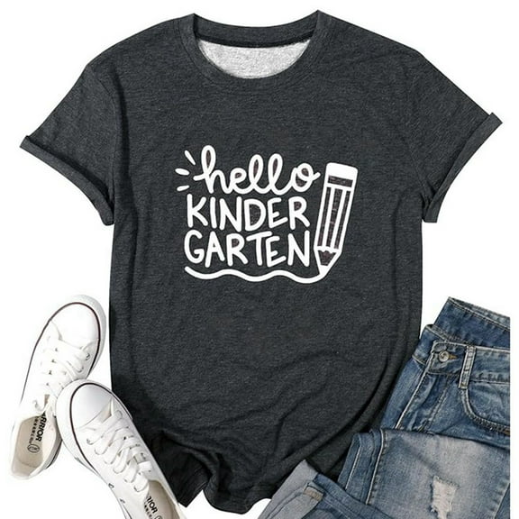 Women's Casual Graphic Letter Print T-Shirt Round Neck Short Sleeve Comfortable Stylish Tee Top for Everyday Wear