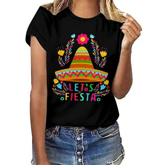 Women's Casual Graphic T-Shirts Mexican Theme Party Attire Tops Stylish Apparel for Everyday Wear and Trendy Tee Selection