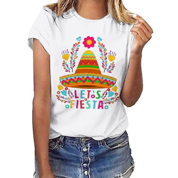 Women's Casual Graphic T-Shirts Mexican Theme Party Attire Tops Stylish Apparel for Everyday Wear and Trendy Tee Selection