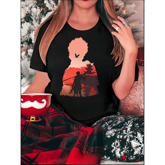 Women's Casual Graphic Tee - Fun Street Style Youth Print, Round Neck Short Sleeve, Comfortable Polyester Blend, Machine Washable Summer Top