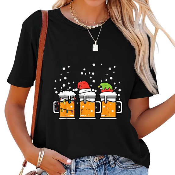 Women's Casual Graphic Tee for Weekend Parties - Cool Vintage Design - Perfect Gift for Christmas and Thanksgiving