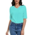 thumbnail image 1 of Women's Casual Half Sleeve T-Shirt - Relaxed Fit Basic Top, Soft Breathable, Everyday Wear (Size S-XXL), 1 of 6