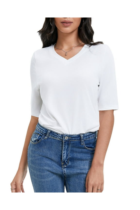 Women's Casual Half Sleeve T-Shirt - Relaxed Fit Basic Top, Soft Breathable, Everyday Wear (Size S-XXL)