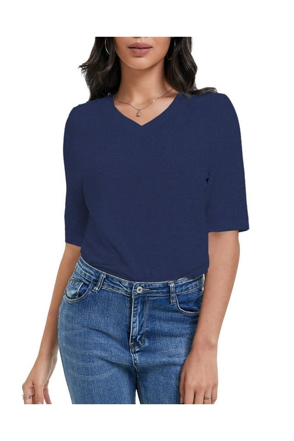 Women's Casual Half Sleeve T-Shirt - Relaxed Fit Basic Top, Soft Breathable, Everyday Wear (Size S-XXL)
