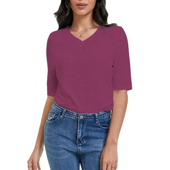 Women's Casual Half Sleeve T-Shirt - Relaxed Fit Basic Top, Soft Breathable, Everyday Wear (Size S-XXL)