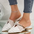 thumbnail image 1 of Women's Casual Half Slippers with Low Block Heel, Pointed Toe, Faux Leather, Versatile Indoor & Outdoor Mules for Comfort and Style White, 1 of 8