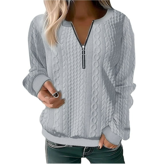 Women's Casual Half Zip Sweatshirt Long Sleeve Comfortable Solid Color Pullover Winter Autumn Fashion Top Soft Stretchable