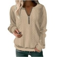 thumbnail image 1 of Women's Casual Half Zip Sweatshirt Long Sleeve Comfortable Solid Color Pullover Winter Autumn Fashion Top Soft Stretchable, 1 of 2
