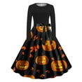 thumbnail image 1 of Women's Casual Halloween Dress Printed Long Sleeve Womens Round Neck Slim Dress, 1 of 3