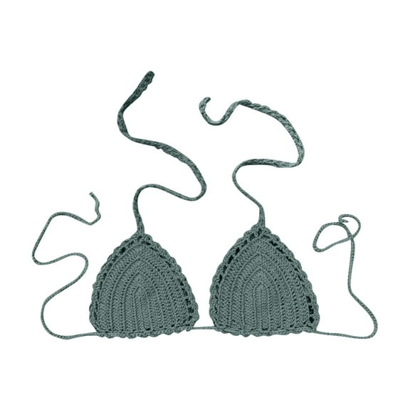 Women's Casual Hand-Crocheted Solid Color Bikini Swimsuit Top, Adjustable Shoulder Straps, Breathable, Comfortable, with Leisure Style, for Beach Vacation & Pool Party