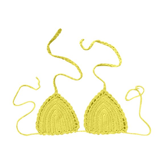 Women's Casual Hand-Crocheted Solid Color Bikini Swimsuit Top, Adjustable Shoulder Straps, Breathable, Comfortable, with Leisure Style, for Beach Vacation & Pool Party