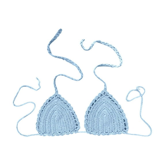 Women's Casual Hand-Crocheted Solid Color Bikini Swimsuit Top, Adjustable Shoulder Straps, Breathable, Comfortable, with Leisure Style, for Beach Vacation & Pool Party