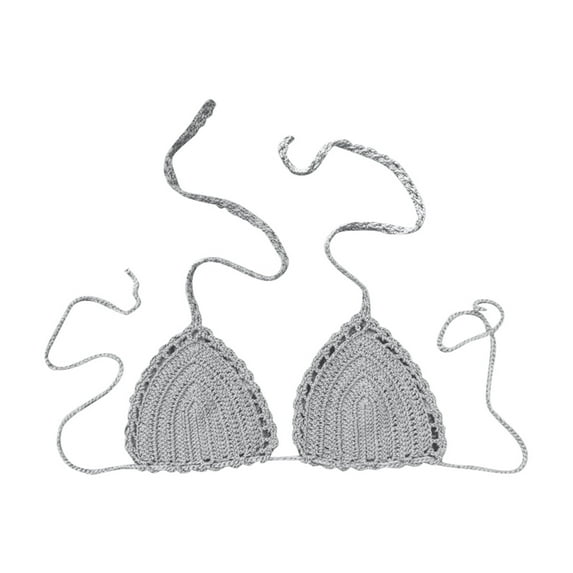 Women's Casual Hand-Crocheted Solid Color Bikini Swimsuit Top, Adjustable Shoulder Straps, Breathable, for Beach & Pool, Multiple Sizes