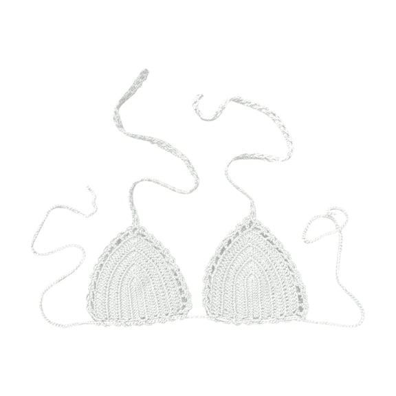 Women's Casual Hand-Crocheted Solid Color Bikini Swimsuit Top, Adjustable Shoulder Straps, Breathable, for Beach & Pool, Multiple Sizes