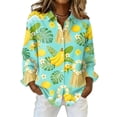 thumbnail image 1 of Women's Casual Hawaiian Button Down Shirt Long Sleeve Collared Blouse Regular Fit Stretch Top for Luau Parties & Brunch Dates, 1 of 6