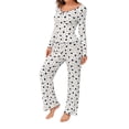 thumbnail image 1 of Women's Casual Heart Print Long Sleeve Long Pants 2-Piece Pajama Set Black Size L, 1 of 5