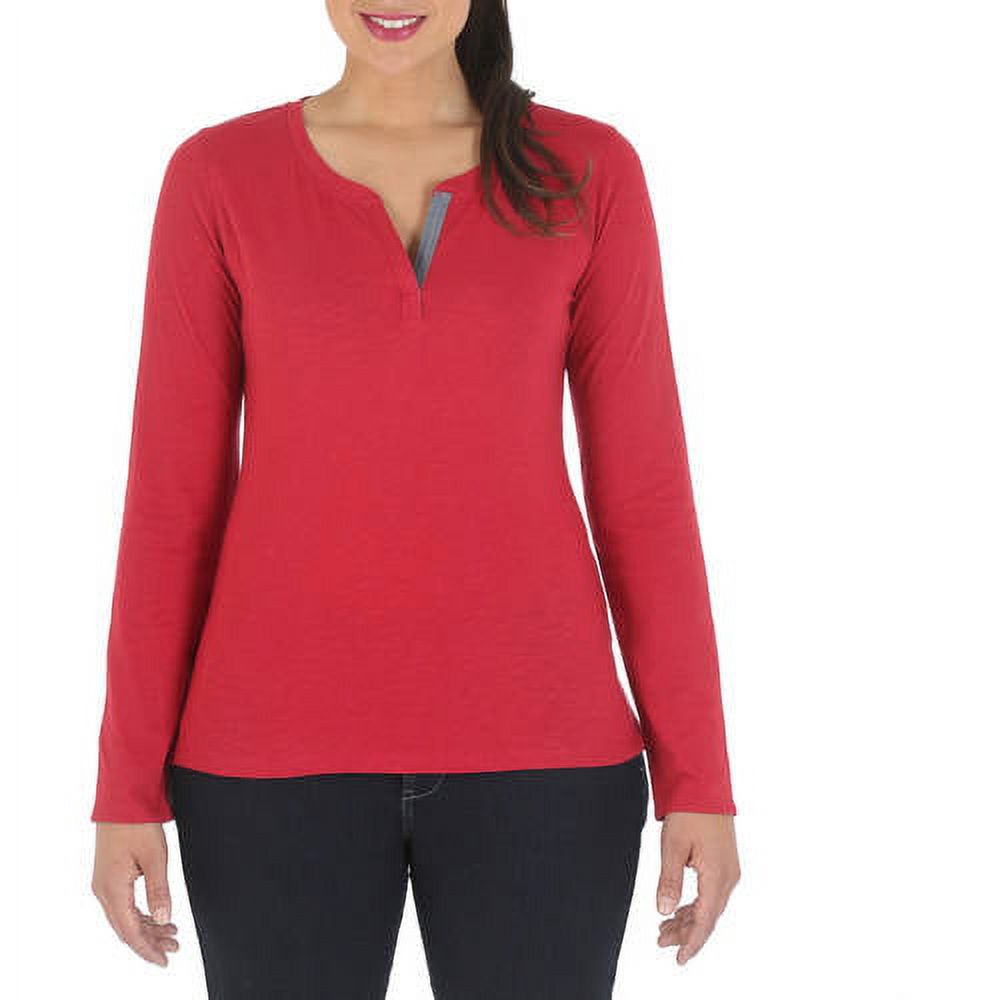 Women's Casual Henley Knit with Crew Neck - image 1 of 1