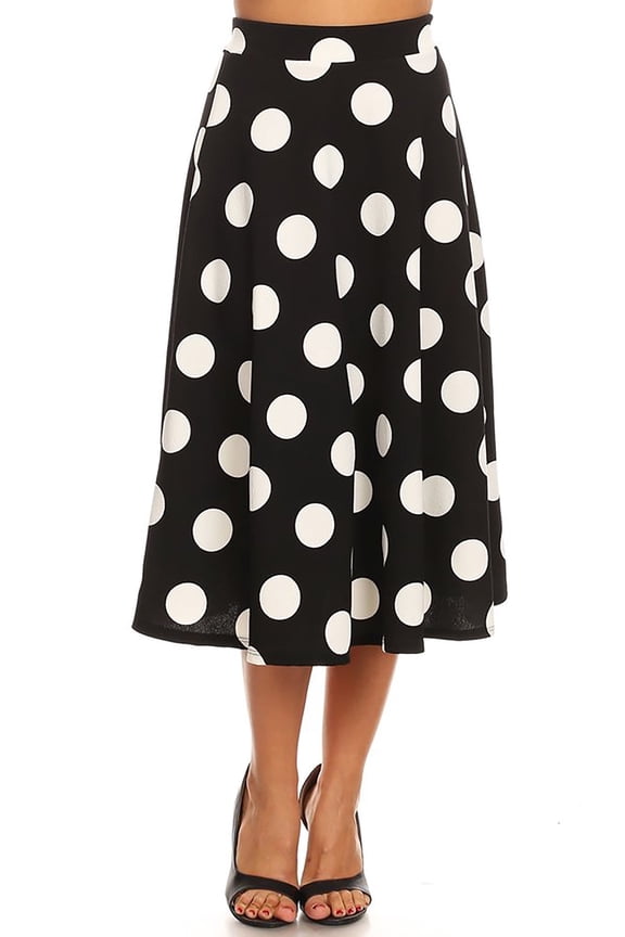 Women's Casual High Waist A-Line Midi Skirt with Elastic Waistband