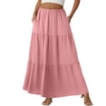 thumbnail image 1 of Women's Casual High Waist Drawstring A-line Maxi Skirt With Pockets Pink XXL, 1 of 5
