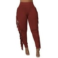 thumbnail image 1 of Women's Casual High Waist Fringed Pants Elastic Waist Skinny Leggings Tights Tassels Side Long Lounge Pants Trousers Womens Clothes, 1 of 4