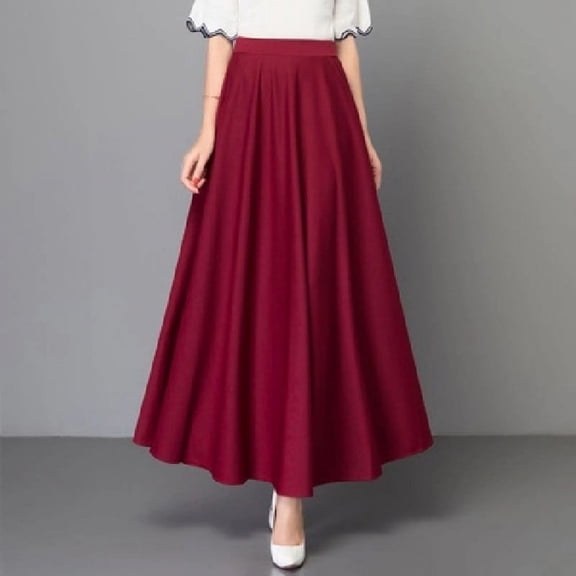 Women's Casual High Waist Loose Pleated Skirt A-Line Large Swing Plus Size