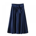 thumbnail image 1 of Women's Casual High Waist Pleated Big Hem Floor/Ankle Length Beach Maxi Skirt for Women Wedding Party Long Skirts, 1 of 3
