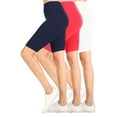 thumbnail image 1 of Women's Casual High Waist Stretch Basic Mid Thigh Active Biker Shorts Pants (Pack of 3), 1 of 6