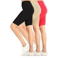 thumbnail image 1 of Women's Casual High Waist Stretch Basic Mid Thigh Active Biker Shorts Pants (Pack of 3), 1 of 6