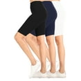 thumbnail image 1 of Women's Casual High Waist Stretch Basic Mid Thigh Active Biker Shorts Pants (Pack of 3), 1 of 6