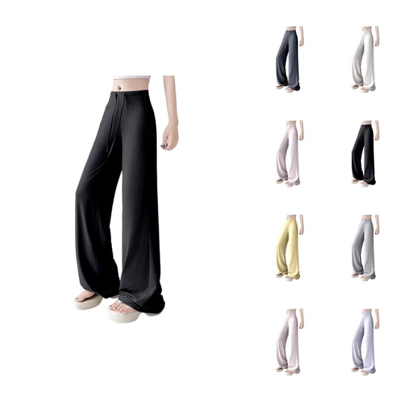 Women's Casual High Waist Wide Leg Pants - Comfortable Loungewear for Everyday and Activities - Breathable Summer and Fall Style