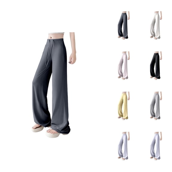 Women's Casual High Waist Wide Leg Pants - Comfortable Loungewear for Everyday and Activities - Breathable Summer and Fall Style