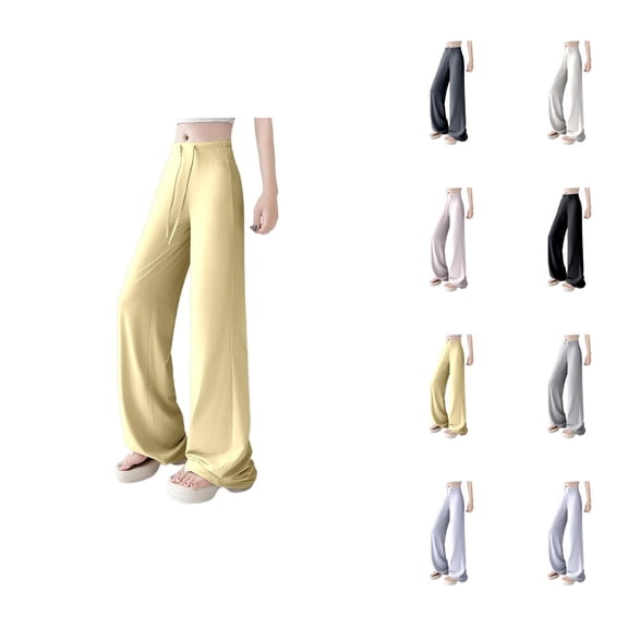 Women's Casual High Waist Wide Leg Pants - Comfortable Loungewear for Everyday and Activities - Breathable Summer and Fall Style