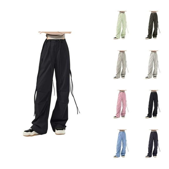 Women's Casual High Waist Wide Leg Pants with Bow Tie Detail for Everyday Wear Comfortable Loose Fit Retro Style Summer and Fall