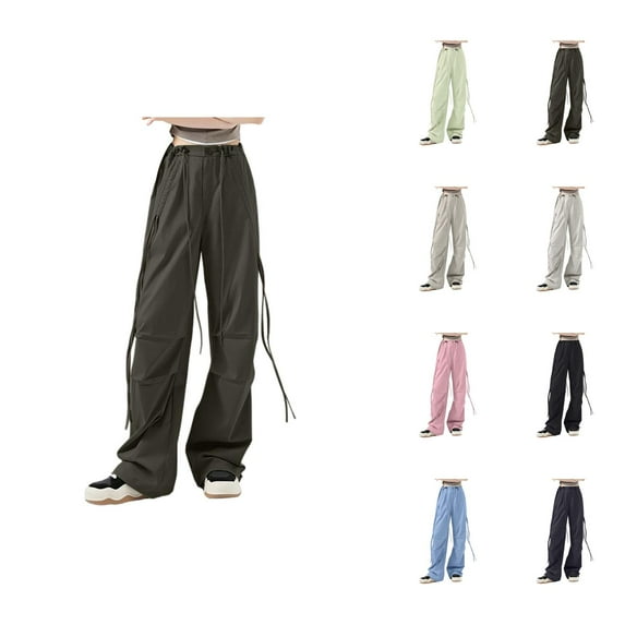 Women's Casual High Waist Wide Leg Pants with Bow Tie Detail for Everyday Wear Comfortable Loose Fit Retro Style Summer and Fall