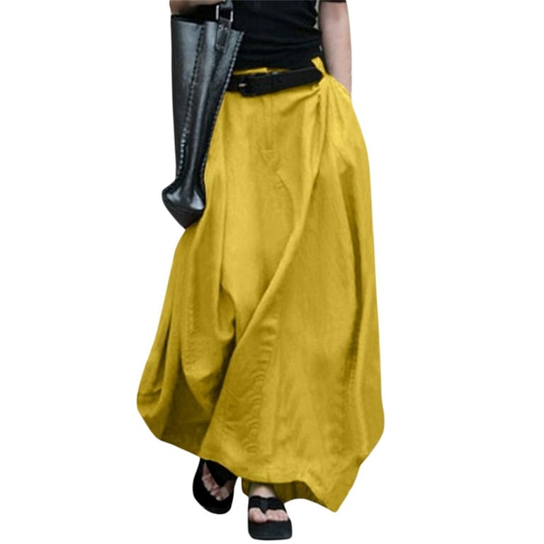 Women s Casual High Waisted A Line Maxi Skirt With Pockets S 5XL