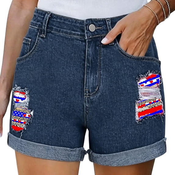 Women's Casual High Waisted Denim Shorts Drawstring Elastic Waist Side Pockets Split Hem Summer Beachwear
